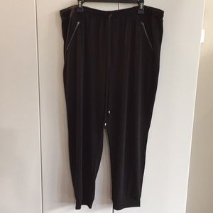Black elastic waist drawstring joggers